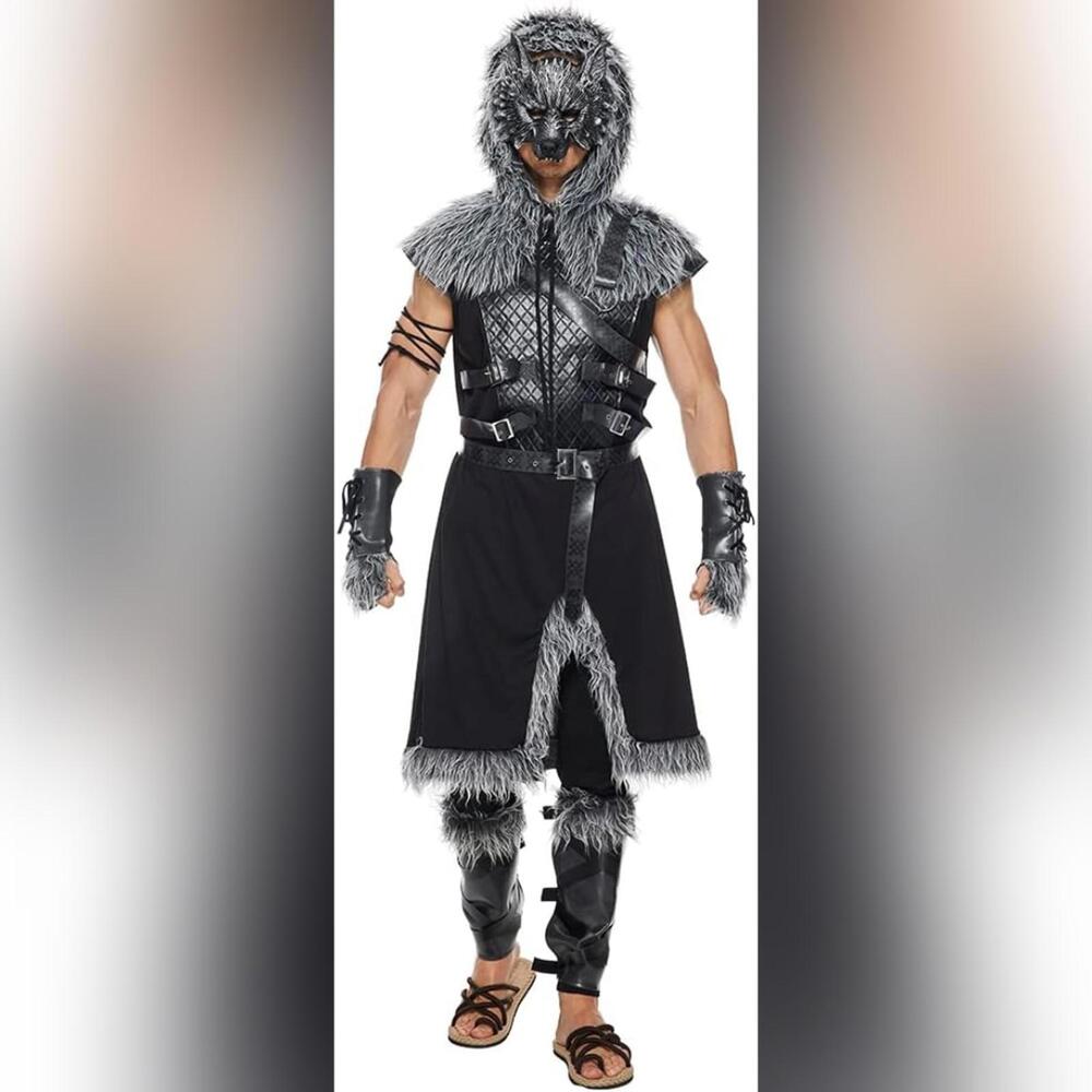 NWT EraSpooky Adult Viking Wolf Werewolf Costume Cosplay Suit, Medium